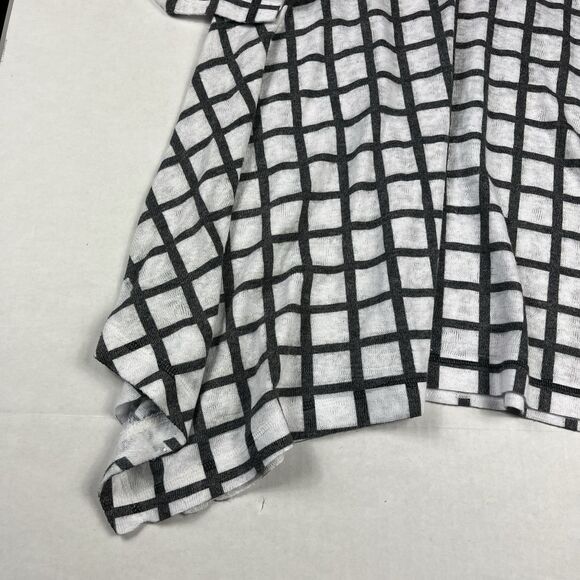 Nallie & Millie Asymmetric Tunic Grid Windowpane 3/4 Sleeve Boho Top MEDIUM - Picture 2 of 11
